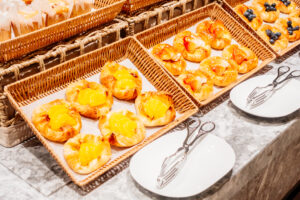 Selective focus point on Bread for breakfast - Vintage Light Filter